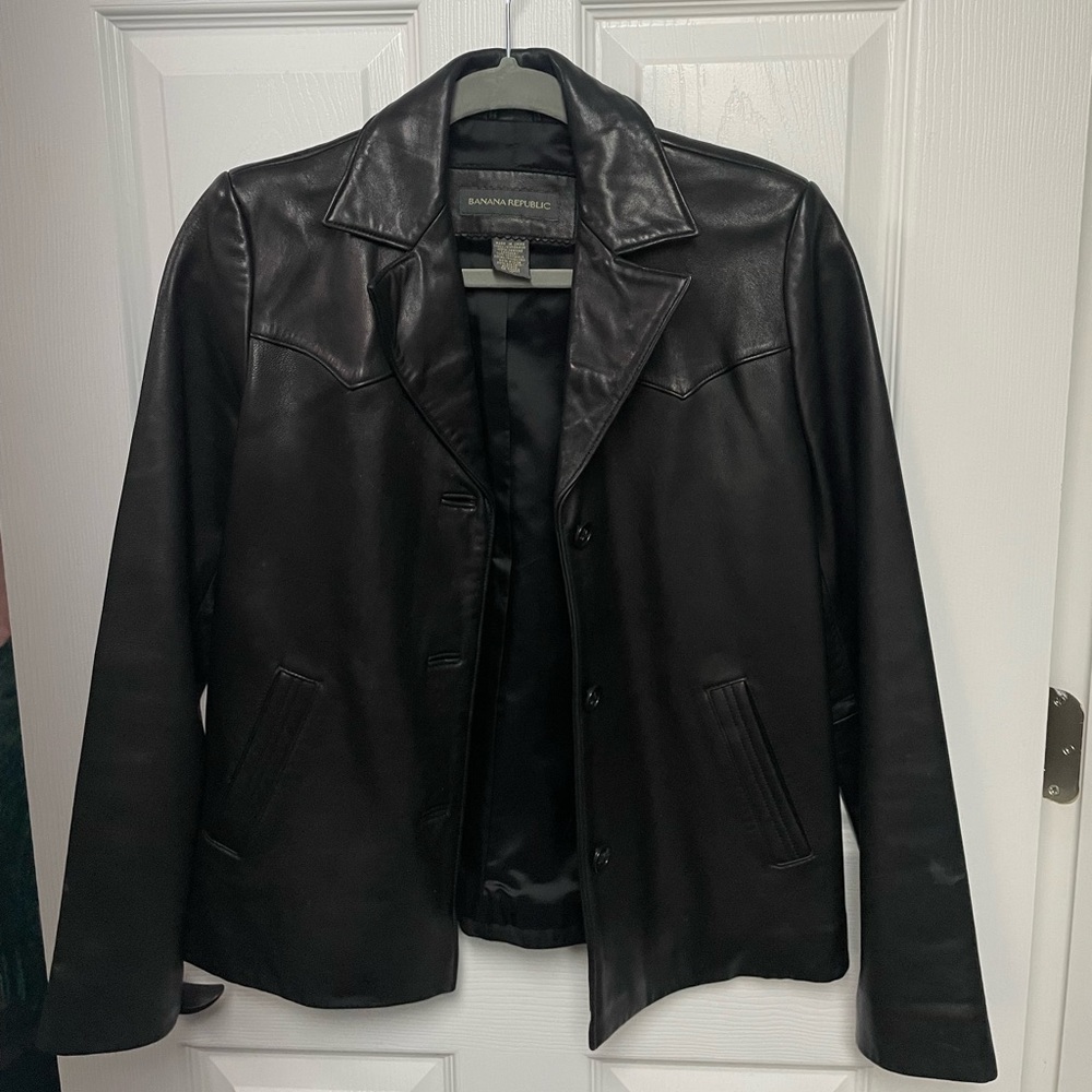 Banana Republic Size Small Leather Light Collared Jacket Size Small